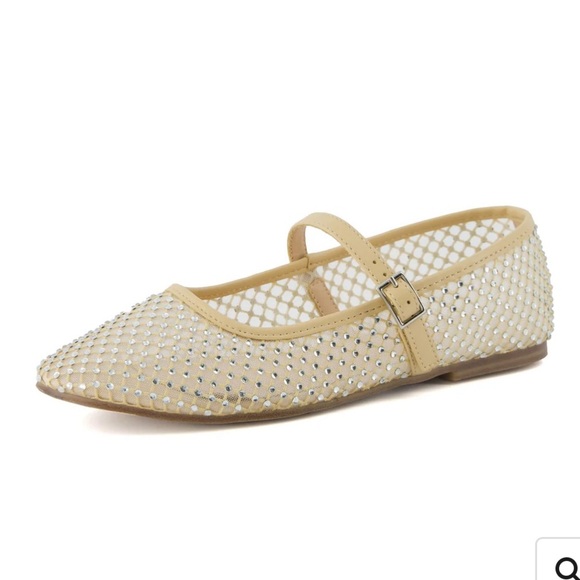 CUSHIONAIRE Maxie Studded Cream Mesh Mary Jane Flats. Size 9 Sold Out - Picture 2 of 10
